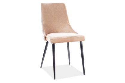 Krzesło tapicerowane Piano B na metalowych nogach - beż / Bluvel 28 / czarne nogi