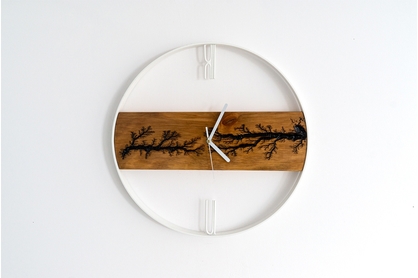 Drewniany zegar ścienny KAYU 08 Olcha w stylu Loft - Biały - 45 cm