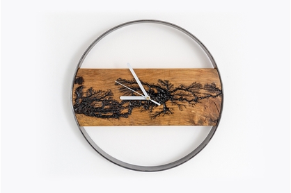 Drewniany zegar ścienny KAYU 09 Olcha w stylu Loft - Stal - 36 cm