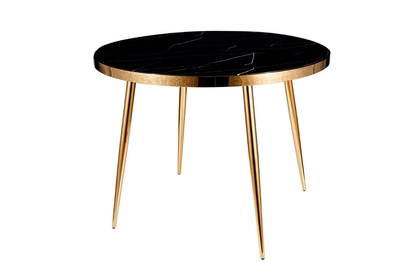 Okrągły stół Calvin 100 cm - efekt marmuru / czarny / złote nogi