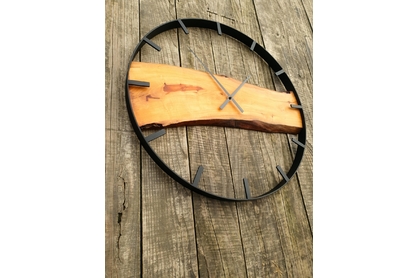 Drewniany zegar ścienny KAYU 27 Grusza w stylu Loft - Czarny - 70 cm