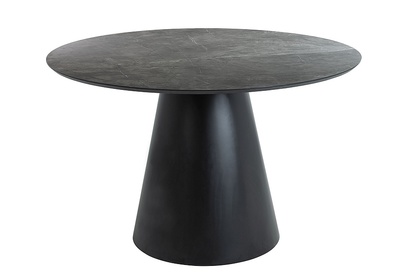 Stół okrągły Angel 120 cm - efekt marmuru / szary / czarny