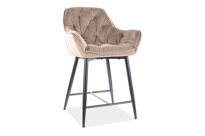 Krzesło tapicerowane Cherry H-2 z metalowymi nogami - beż / Bluvel 28 / czarne nogi