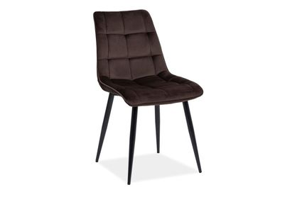 Krzesło tapierowane Chic Velvet z metalowymi nogami - brąz / Bluvel 48 / czarne nogi