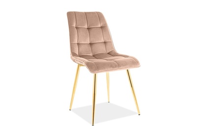 Krzesło tapicerowane Chic Velvet - beż/ Bluvel 28 / złote nogi