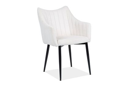 Krzesło tapicerowane Monte - kremowy sztruks Fjord 23 / czarne nogi