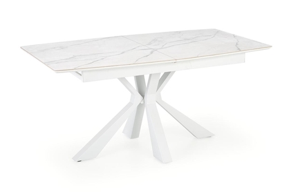 VIVALDI stół rozkładany blat - biały marmur, nogi - biały