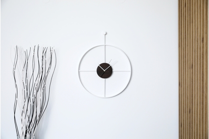 Stalowy zegar ścienny KAYU 41 Dąb wędzony w stylu Loft - Biały - 50 cm
