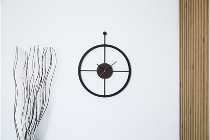 Stalowy zegar ścienny KAYU 44 Dąb wędzony w stylu Loft - Czarny - 50 cm