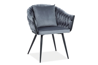 Krzesło tapicerowane Nuvo Velvet - szary Bluvel 14 / czarne nogi