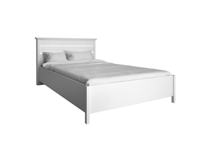 Łóżko do sypialni z pojemnikiem i oświetleniem Desentio 120x200 - biel alpejska mat 