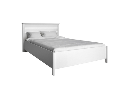 Łóżko do sypialni z pojemnikiem i oświetleniem Desentio 140x200 - biel alpejska mat 