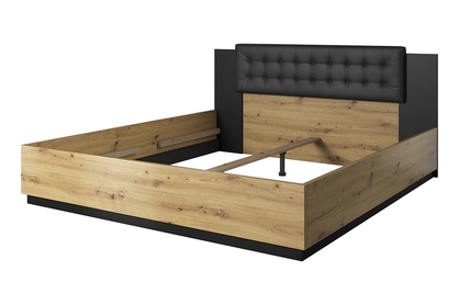 Łóżko do sypialni Sigma 31 z tapicerowanym wezgłowiem 160x200 - artisan / czarny supermat