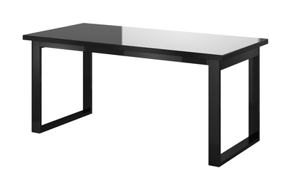 Stół rozkładany Helio 91 ze szklanym blatem i metalowymi nogami 130-175x80 cm - czarny / szkło popiel