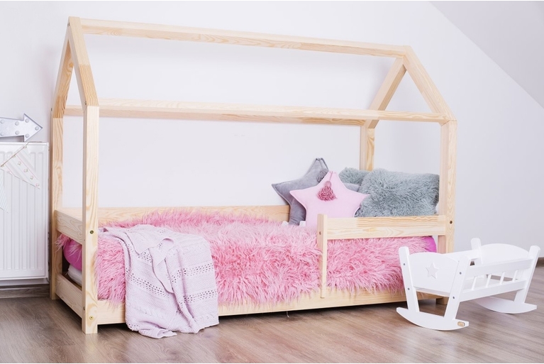 Łóżko dziecięce domek z barierką poziomą Melka 