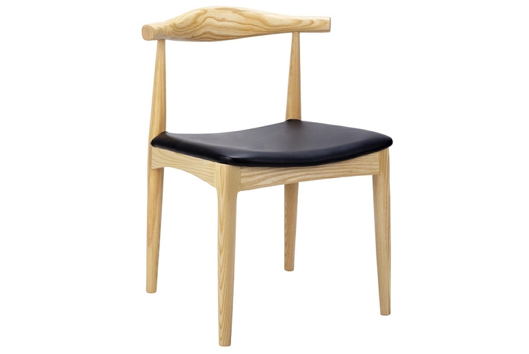 Krzesło ELBOW naturalne - drewno jesion, ekoskóra czarna