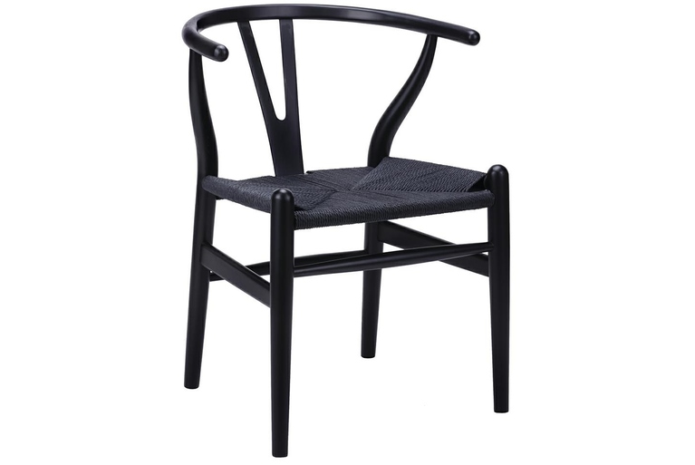 Krzesło WISHBONE czarne - drewno bukowe, czarne włókno