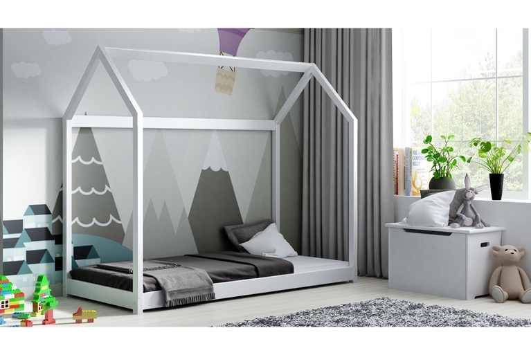 Łóżko dziecięce Domek Miko  160 x 80 - Biały - Wyprzedaż