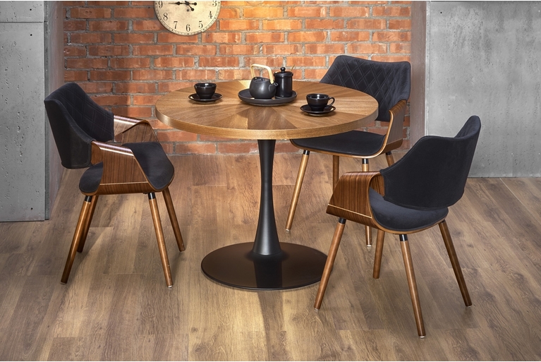Zestaw stół do jadalni Carmelo - orzech / czarny + 3 krzesła tapicerowane K396 - orzechowy / czarny