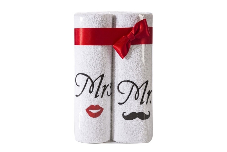 Komplet ręczników Mrs&Mr 50x90 Biały - z magazynu!