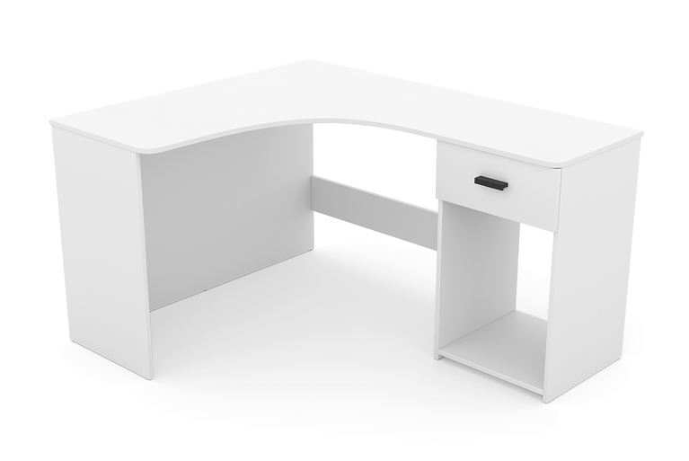 Narożne biurko Corner z szufladą i wnęką - biały