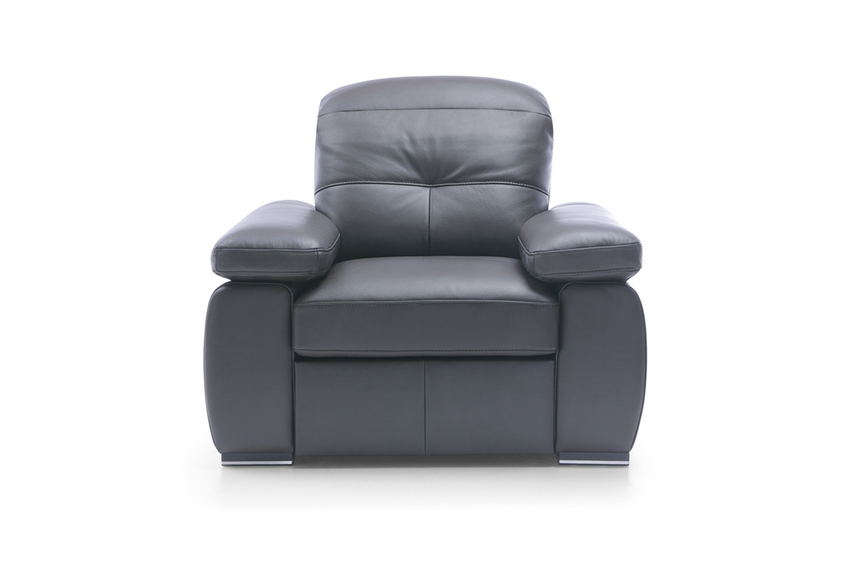 Fotel wypoczynkowy Legend z manualną funkcją relax grafitowy fotel skórzany 