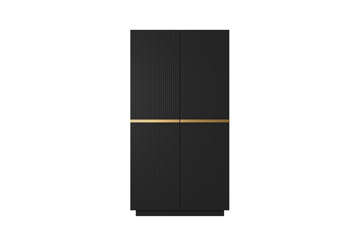 Dwudrzwiowa szafa Nicole z ukrytymi szufladami 100 cm - czarny mat / złote uchwyty szafa ze złotymi uchwytami