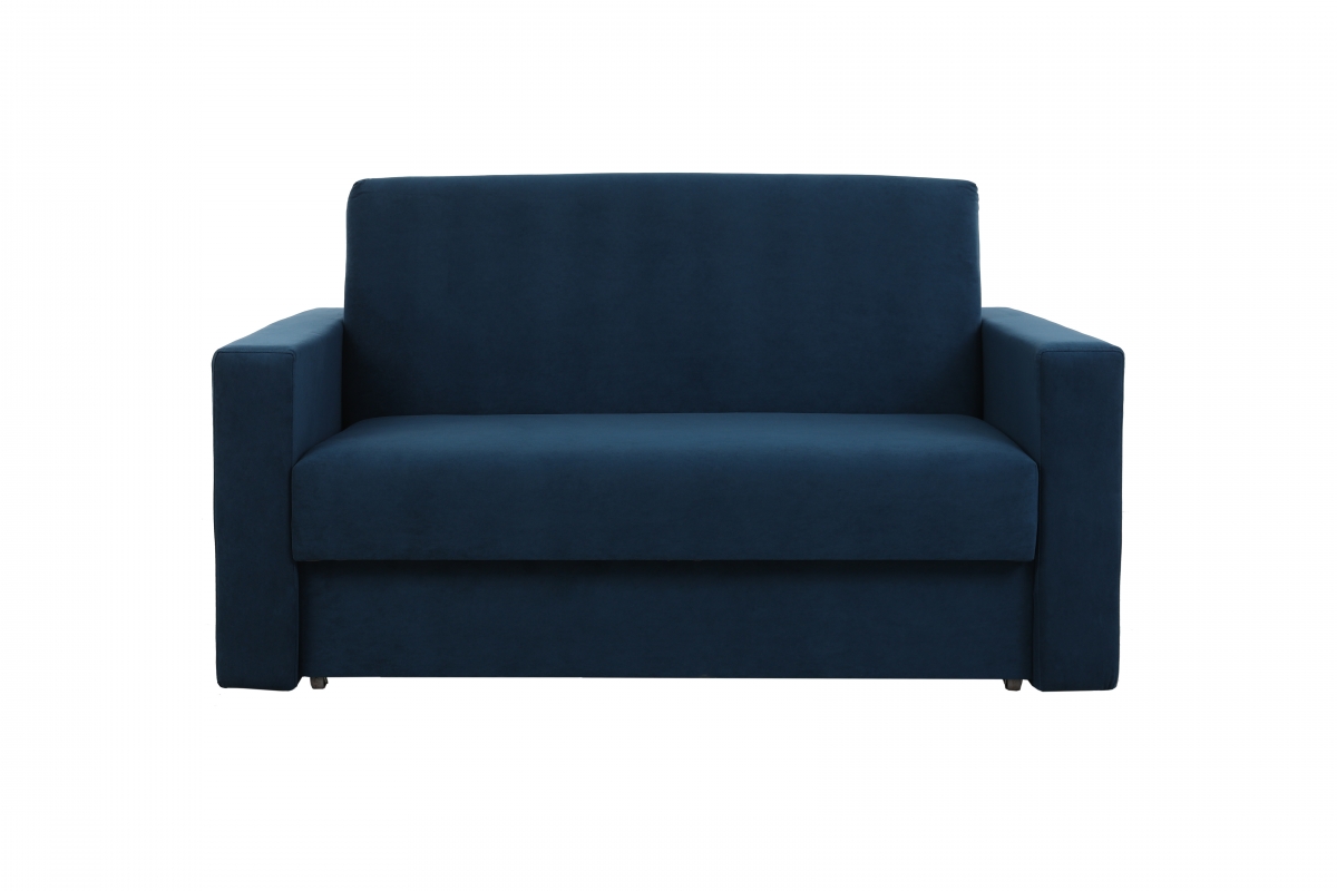 Sofa rozkładana Amerykanka Monika 140 niebieska sofa z niskimi nóżkami 