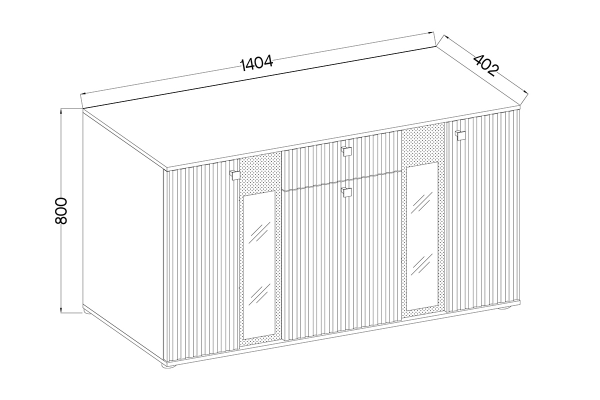 Trzydrzwiowa komoda Kaja z lamelami i szufladą 140 cm - biały Komoda trzydrzwiowa z szufladą i lamelami Kaja - biały - wymiary