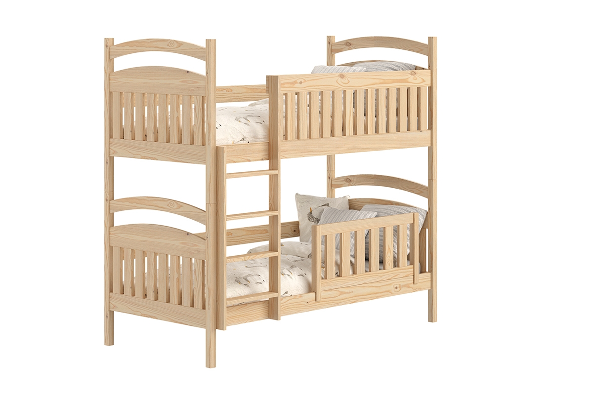 Łóżko piętrowe drewniane Amely z szufladami - sosna, 70x140 łóżko sosnowe z wysokimi nóżkami 