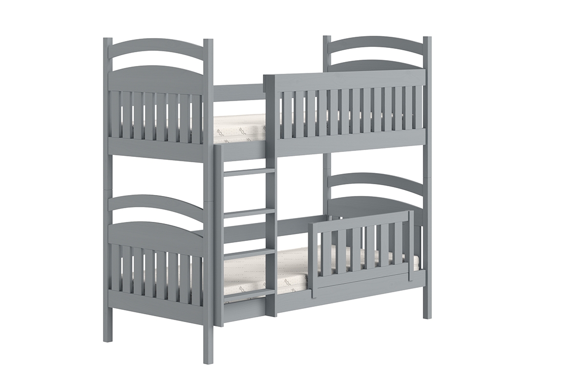 Łóżko piętrowe drewniane Amely z szufladami - szary, 90x190 łóżko piętrowe z barierką 