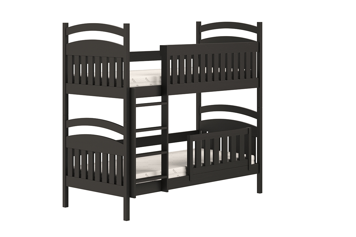 Łóżko piętrowe drewniane Amely z szufladami - czarny, 80x190 lakierowane łóżko piętrowe 