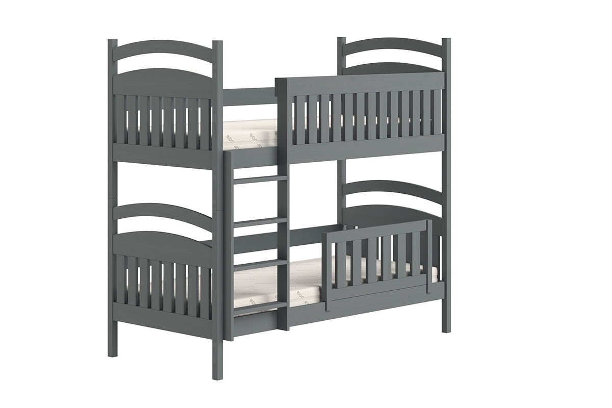 Łóżko piętrowe drewniane Amely z szufladami - grafit, 90x180 bezpieczne łóżko piętrowe