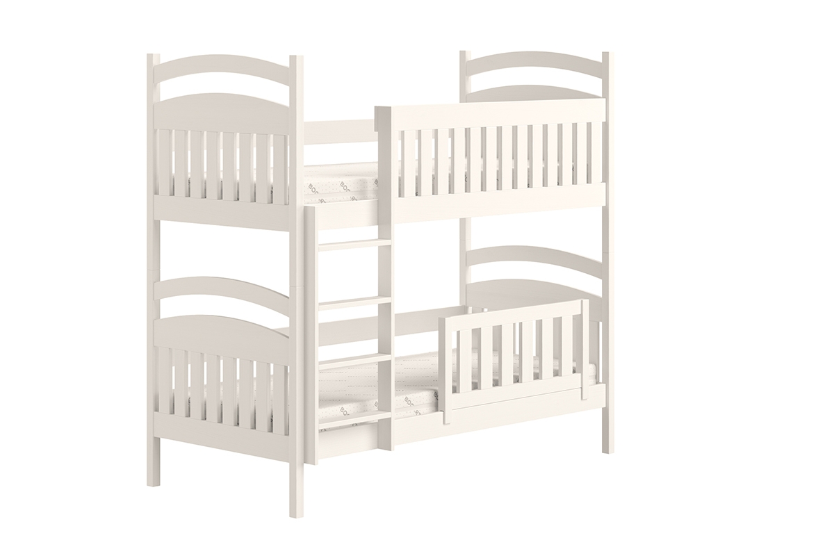 Łóżko piętrowe drewniane Amely z szufladami - biały, 80x200 łóżko dziecięce 