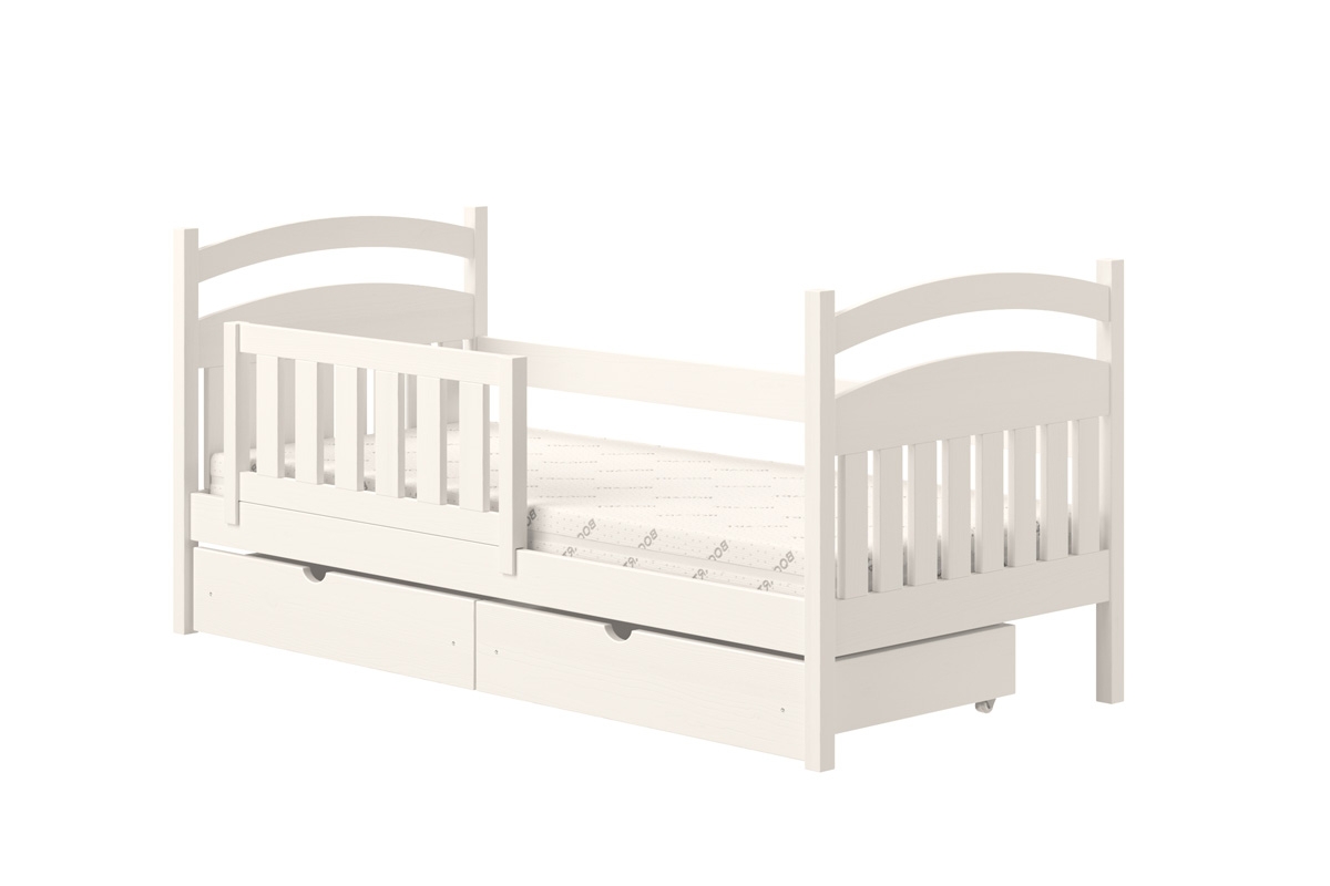 Łóżko dziecięce drewniane Amely - kolor biały, 70x140 łóżko dziecięce z szufladami 