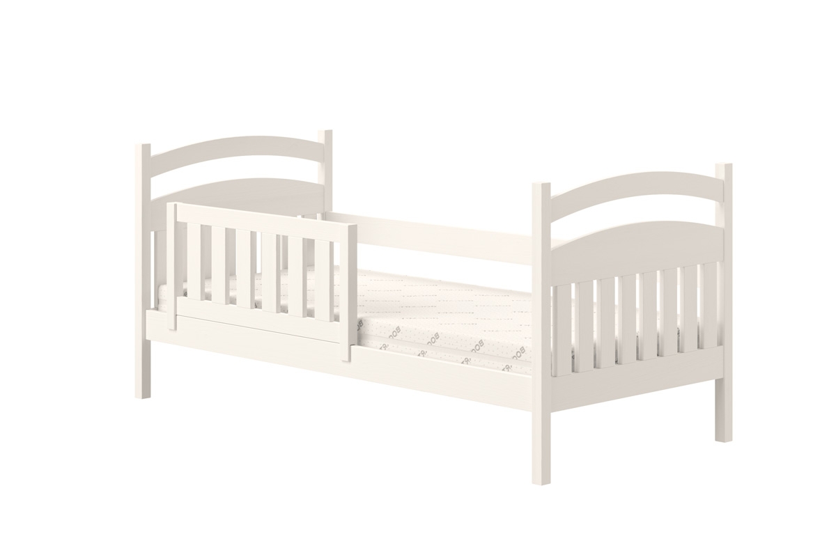 Łóżko dziecięce drewniane Amely - biały, 80x190 białe łóżko z wysokimi nóżkami 