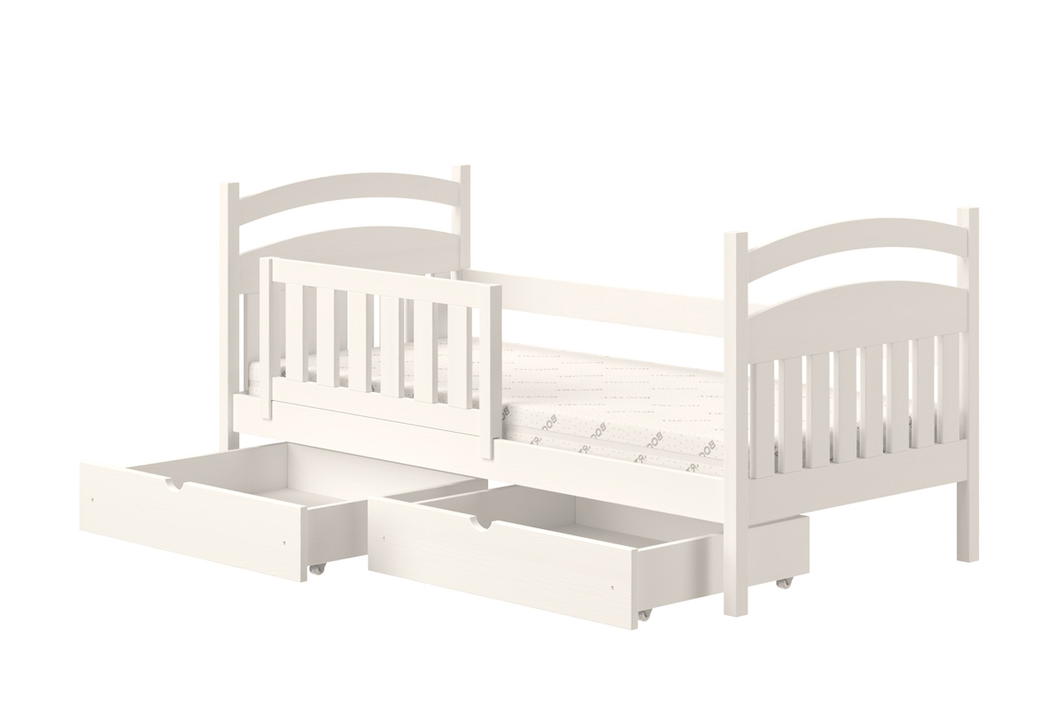 Łóżko dziecięce drewniane Amely - biały, 90x200 białe łóżeczko 