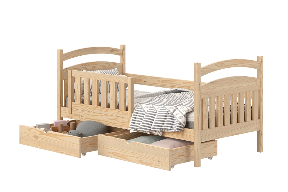 Łóżko dziecięce drewniane Amely - sosna, 80x180 łóżko sosnowe z szufladami 