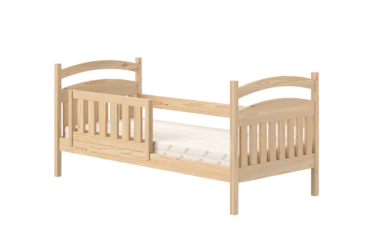 Łóżko dziecięce drewniane Amely - sosna, 80x180 łóżko z barierką 