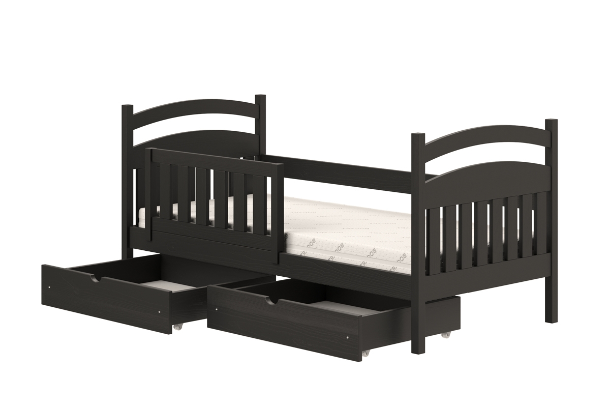Łóżko dziecięce drewniane Amely - czarny, 90x180 czarne łóżko dziecięce 
