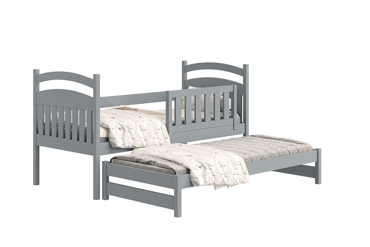 Łóżko dziecięce parterowe wysuwane Amely - szary, 90x180 łóżko dziecięce drewniane 