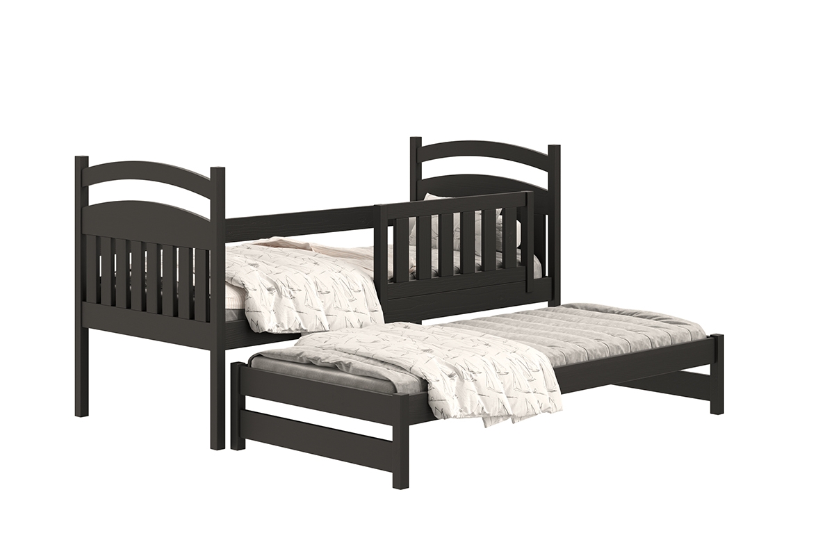 Łóżko dziecięce parterowe wysuwane Amely - czarny, 90x190 czarne łóżko dwuosobowe 