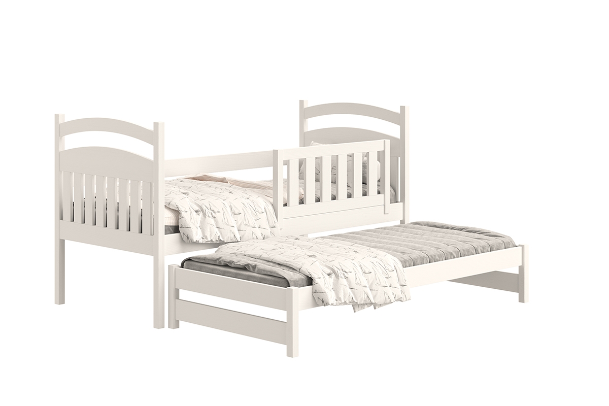 Łóżko dziecięce parterowe wysuwane Amely - biały, 80x190 łóżeczko dziecięce z barierką 