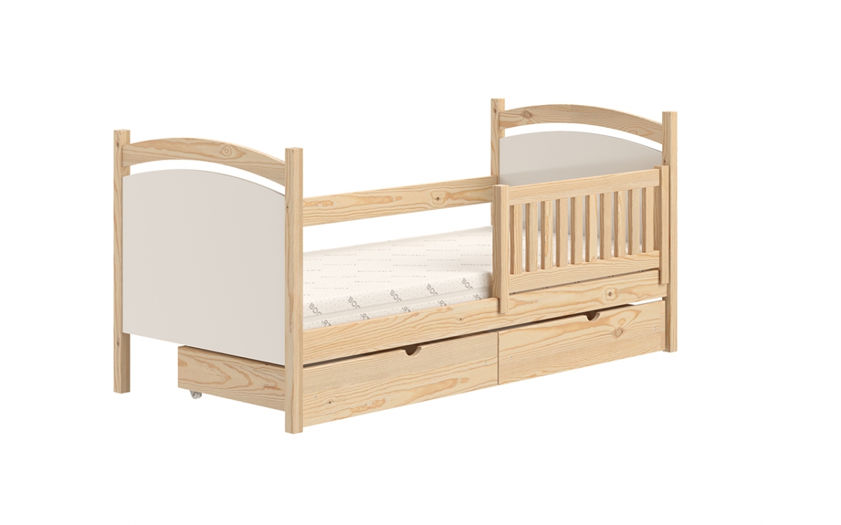 Łóżko dziecięce z tablicą suchościeralną Amely - sosna, 80x160 sosnowe łóżeczko z barierką 