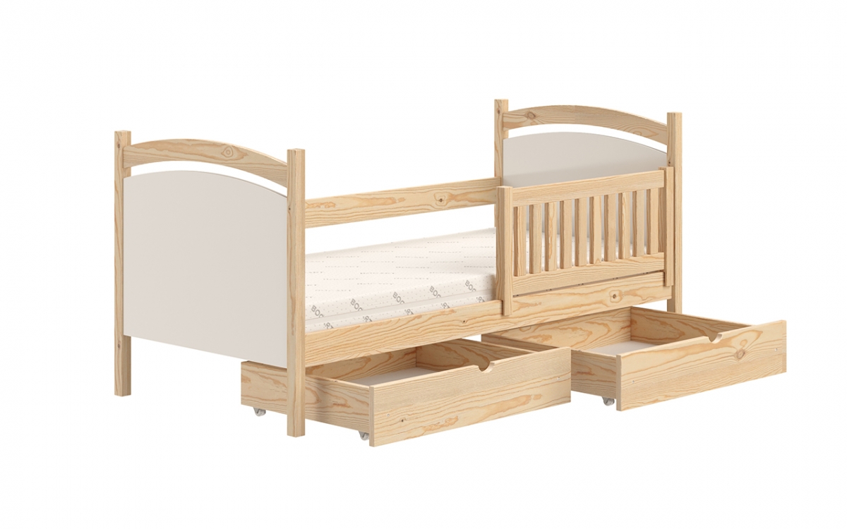 Łóżko dziecięce z tablicą suchościeralną Amely - sosna, 80x200 sosnowe łóżko z szufladami 