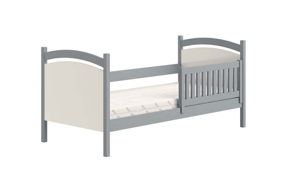 Łóżko dziecięce z tablicą suchościeralną Amely - szary, 80x160 łóżko ze zdejmowaną barierką 