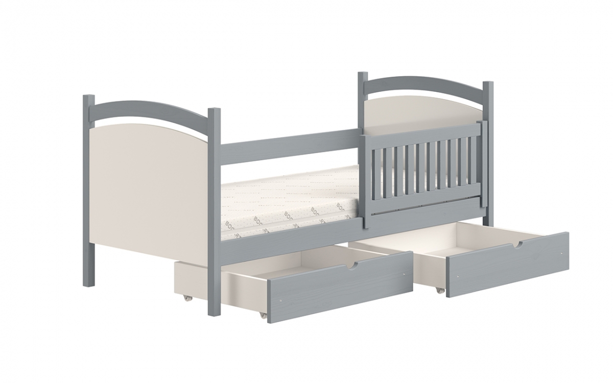 Łóżko dziecięce z tablicą suchościeralną Amely - szary, 80x160 szare łóżeczko z szufladami 