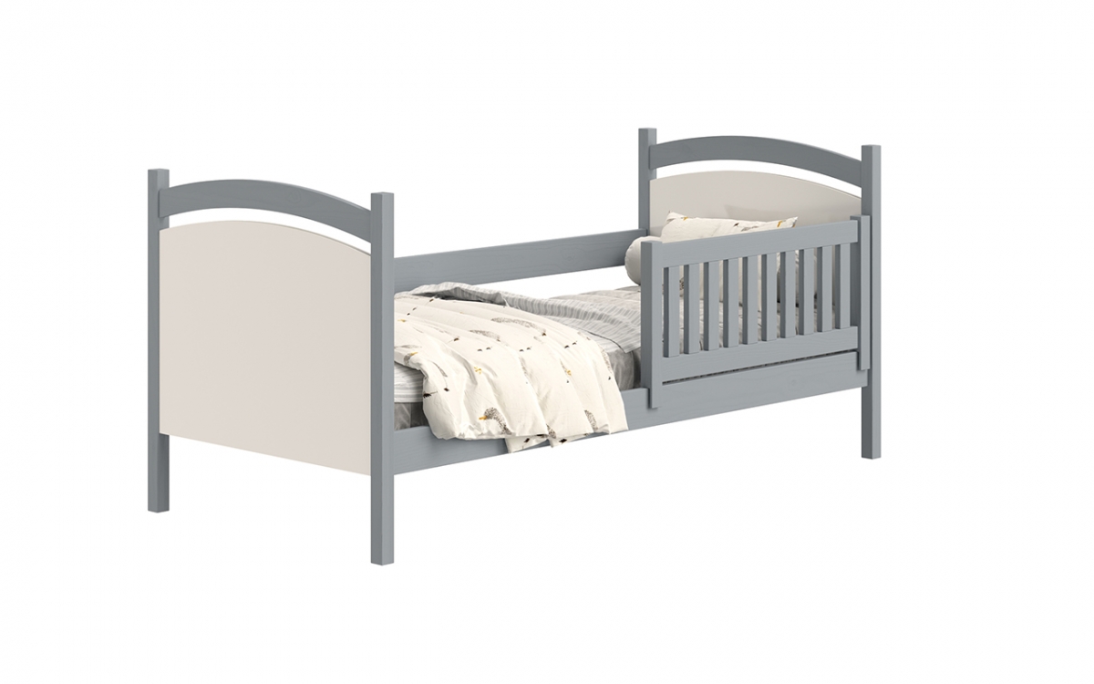 Łóżko dziecięce z tablicą suchościeralną Amely - szary, 90x200 szare łóżko z barierką zabezpieczającą 