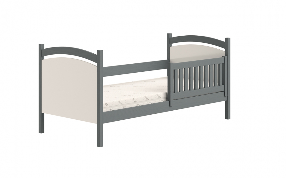 Łóżko dziecięce z tablicą suchościeralną Amely - grafit, 80x180 grafitowe łóżeczko ze zdejmowaną barierką 
