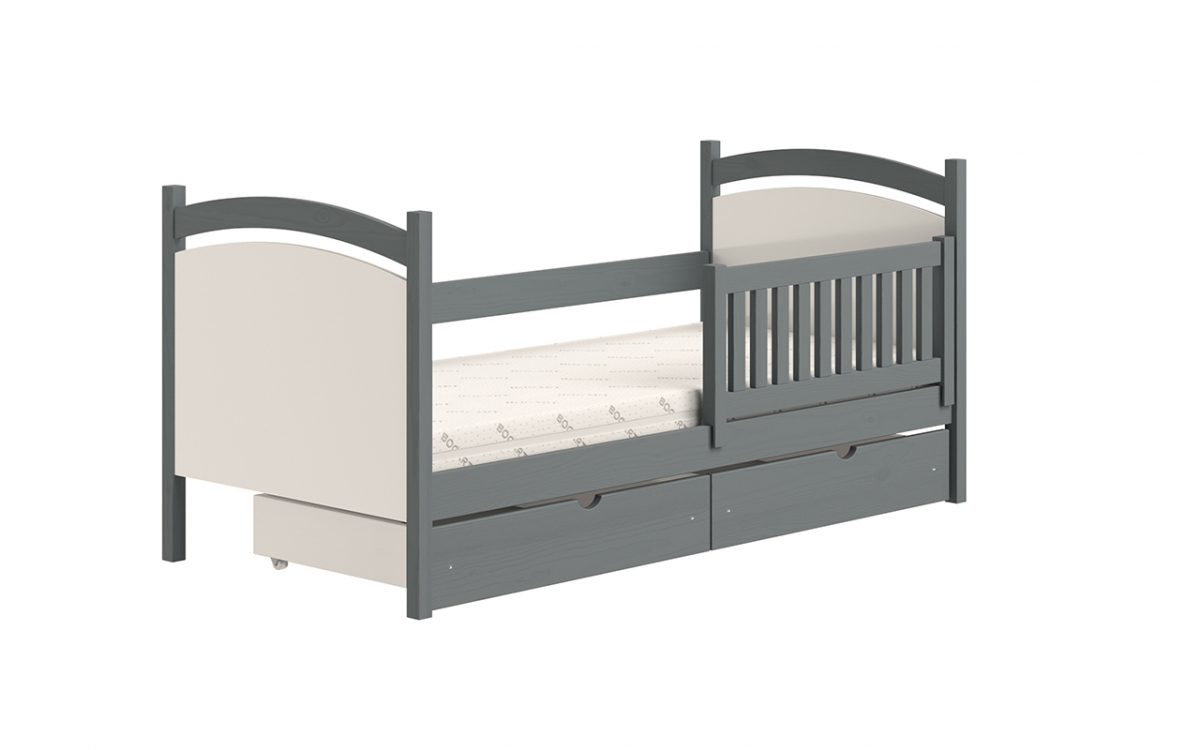 Łóżko dziecięce z tablicą suchościeralną Amely - grafit, 80x190 łóżko z szufladami na zabawki 